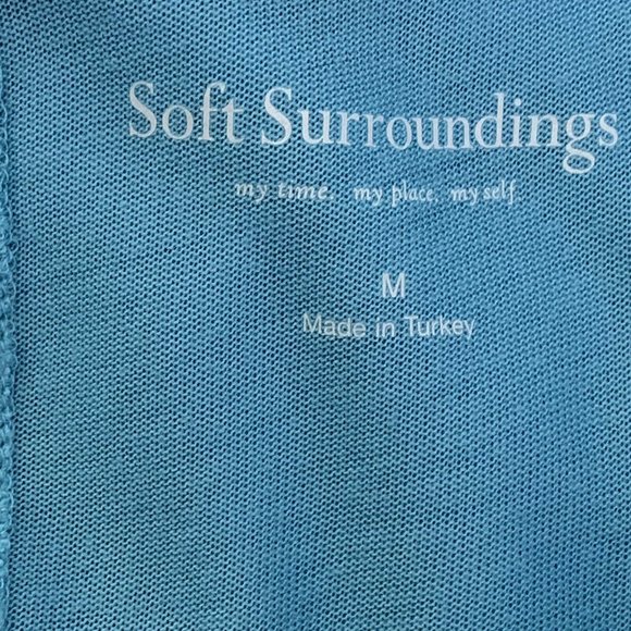 Soft Surroundings Half Sleeve Tunic Top Blue Size Medium Raw Edges - Picture 8 of 8